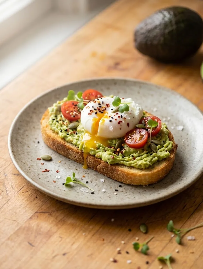 avocado toast with poached egg sugar swap — avocado toast with poached egg, less sugar recipe