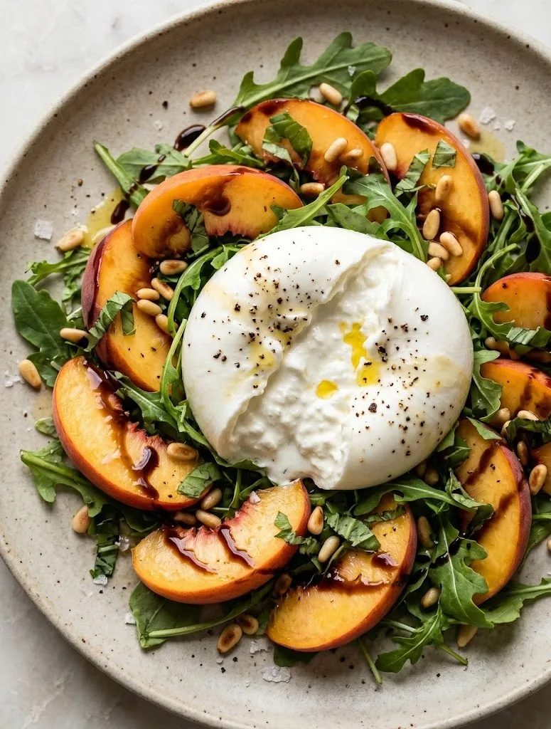 Burrata peach salad
