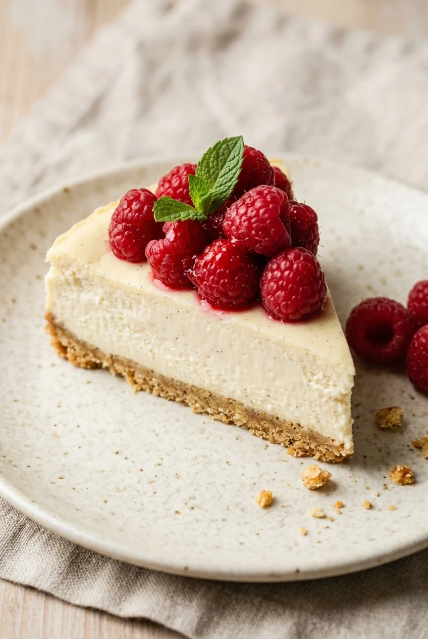 Low Sugar Raspberry Cheesecake