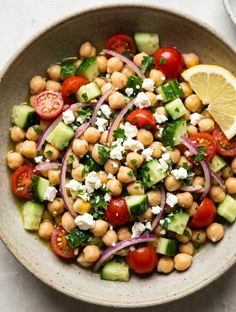mediterranean chickpea salad sugar swap — fresh lemon chickpea salad, less sugar recipe