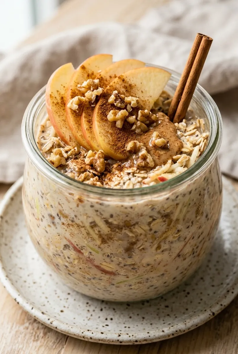 low sugar apple cinnamon overnight oats with fresh grated apple — no added sugar recipe by Mel