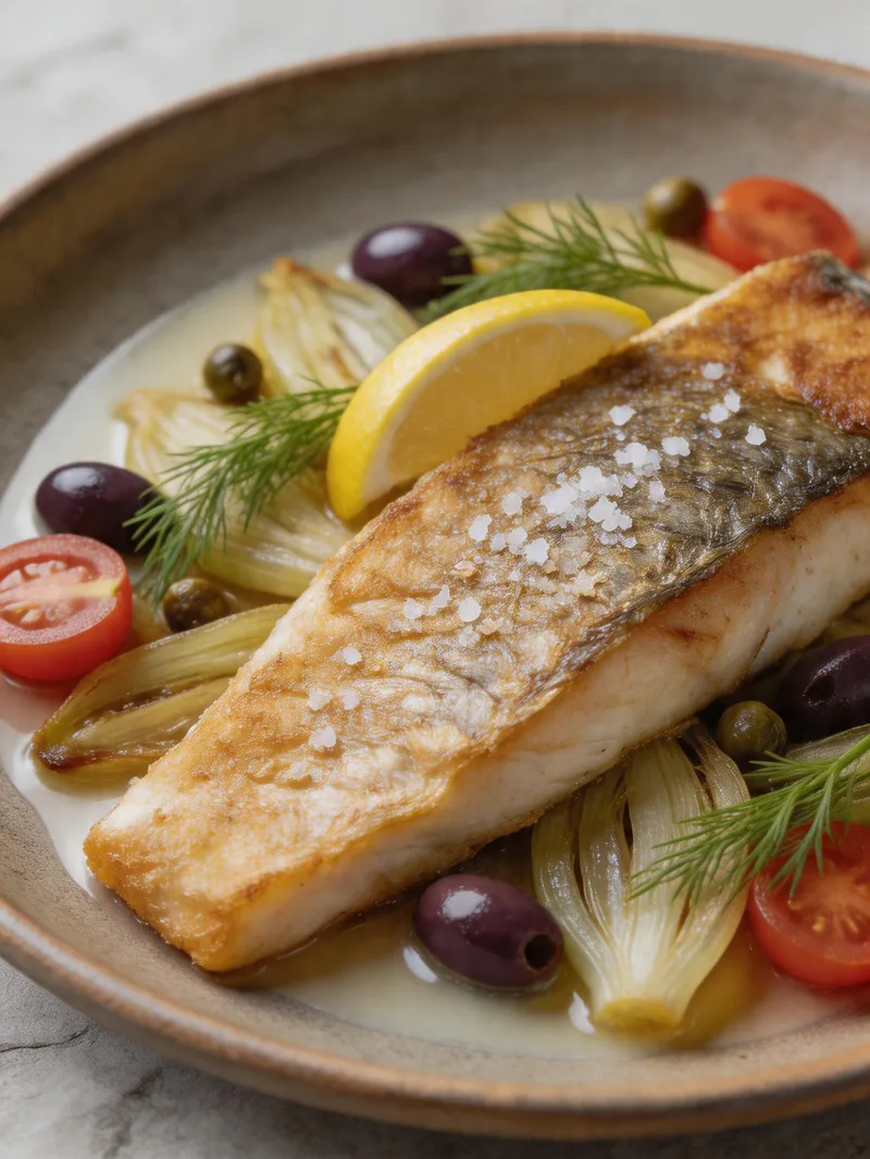 pan-seared sea bass with fennel sugar swap — sea bass with caramelised fennel, less sugar recipe