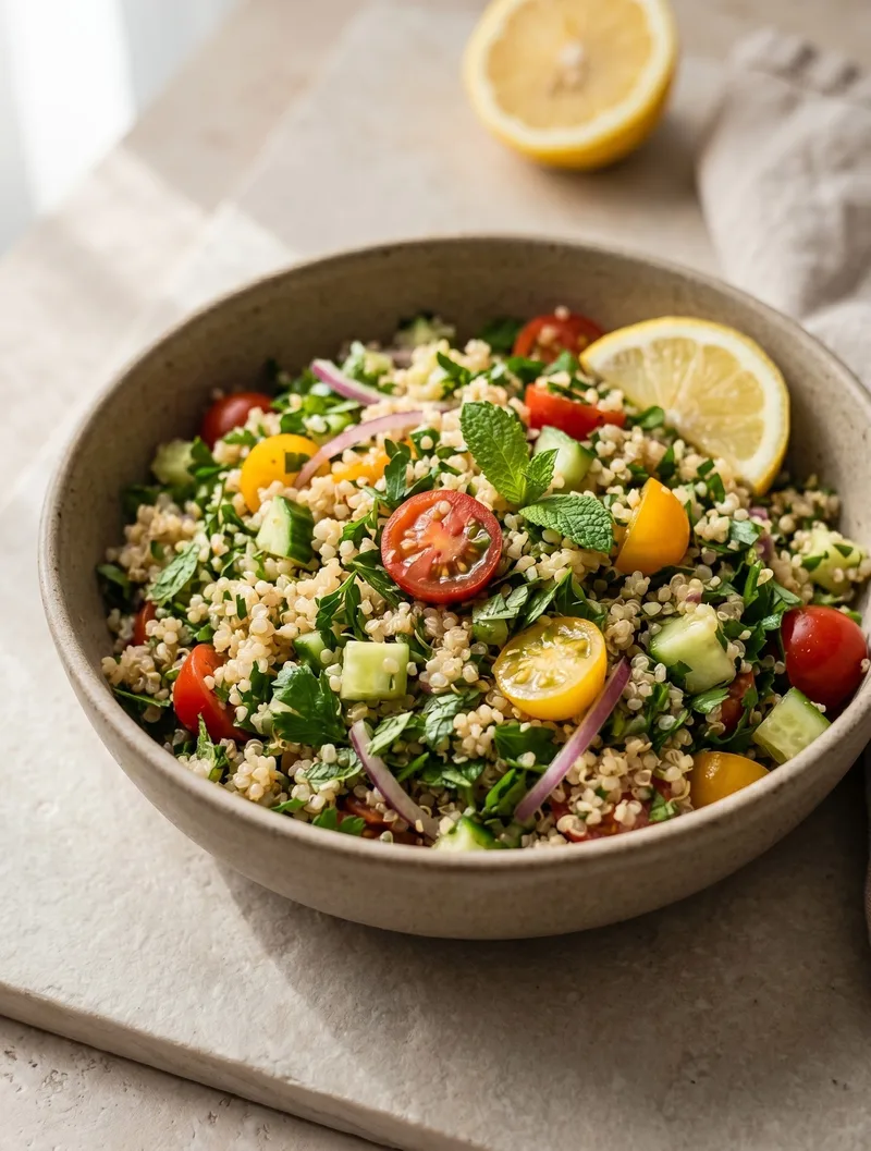 quinoa tabbouleh sugar swap — fresh herb & lemon tabbouleh, less sugar recipe