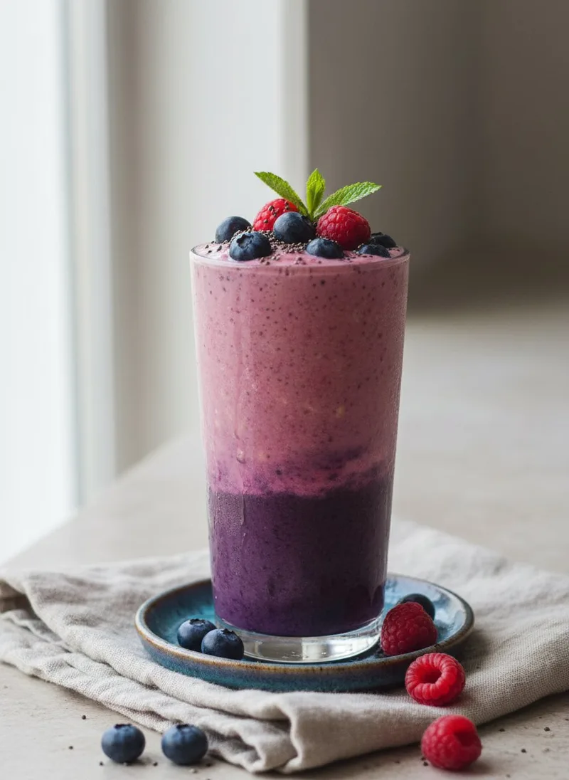 berries and chia power smoothie sugar swap — berries and chia power smoothie, less sugar smoothie