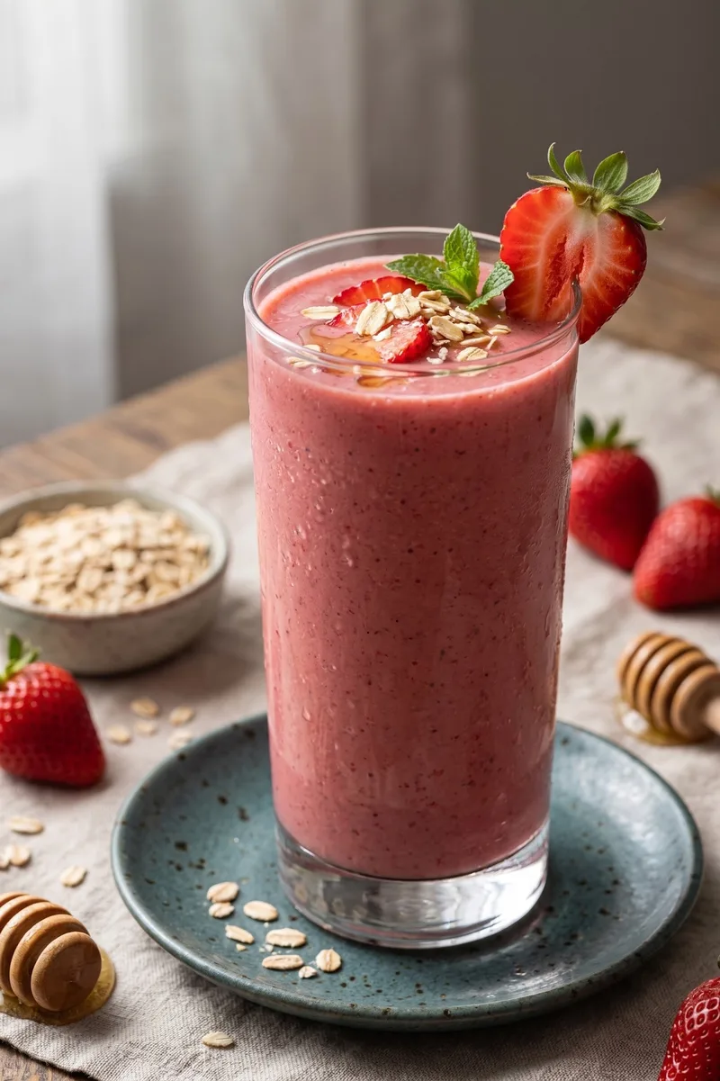 classic strawberry cream smoothie sugar swap — strawberry ricotta cream smoothie, less sugar smoothie