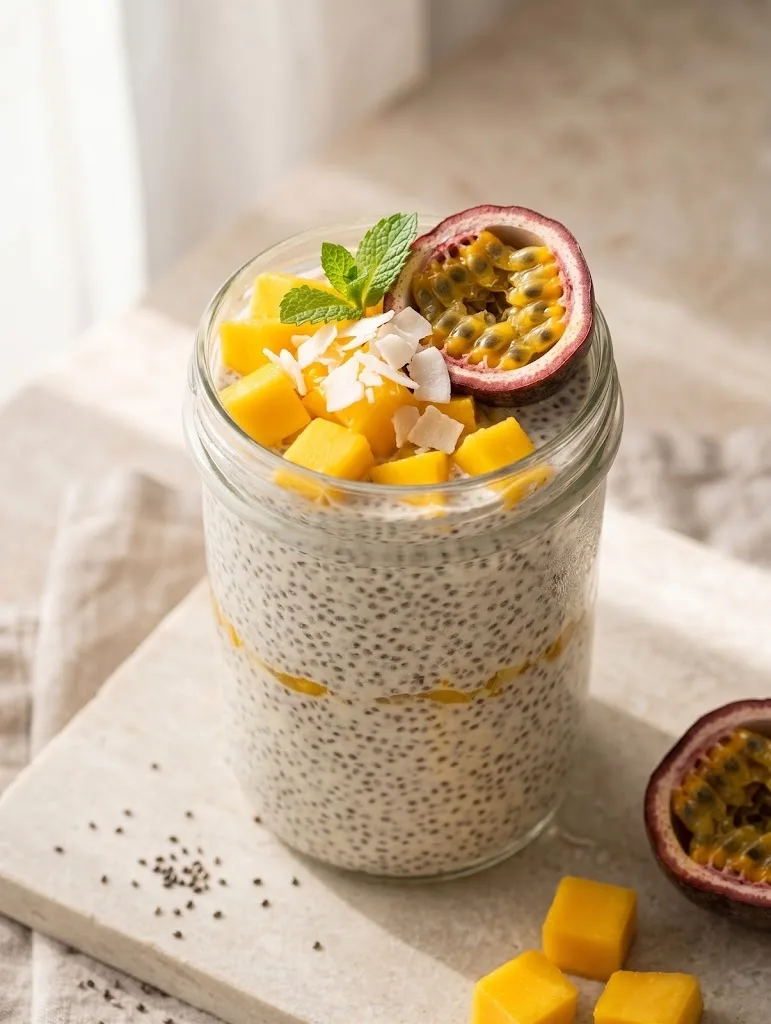 tropical chia pudding sugar swap — tropical chia pudding, less sugar recipe