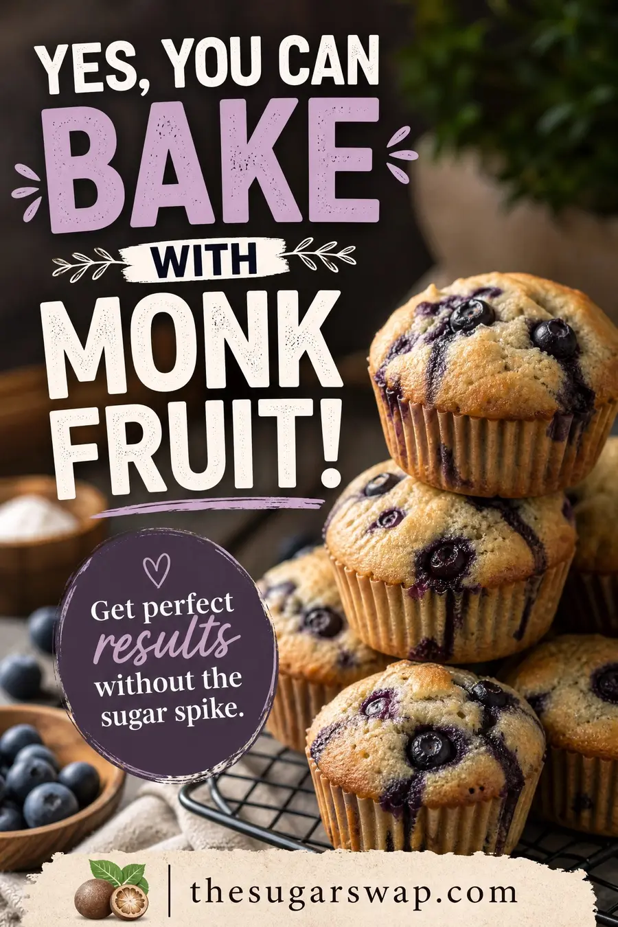 baking with monk fruit — sugar free muffins made with monk fruit sweetener instead of sugar